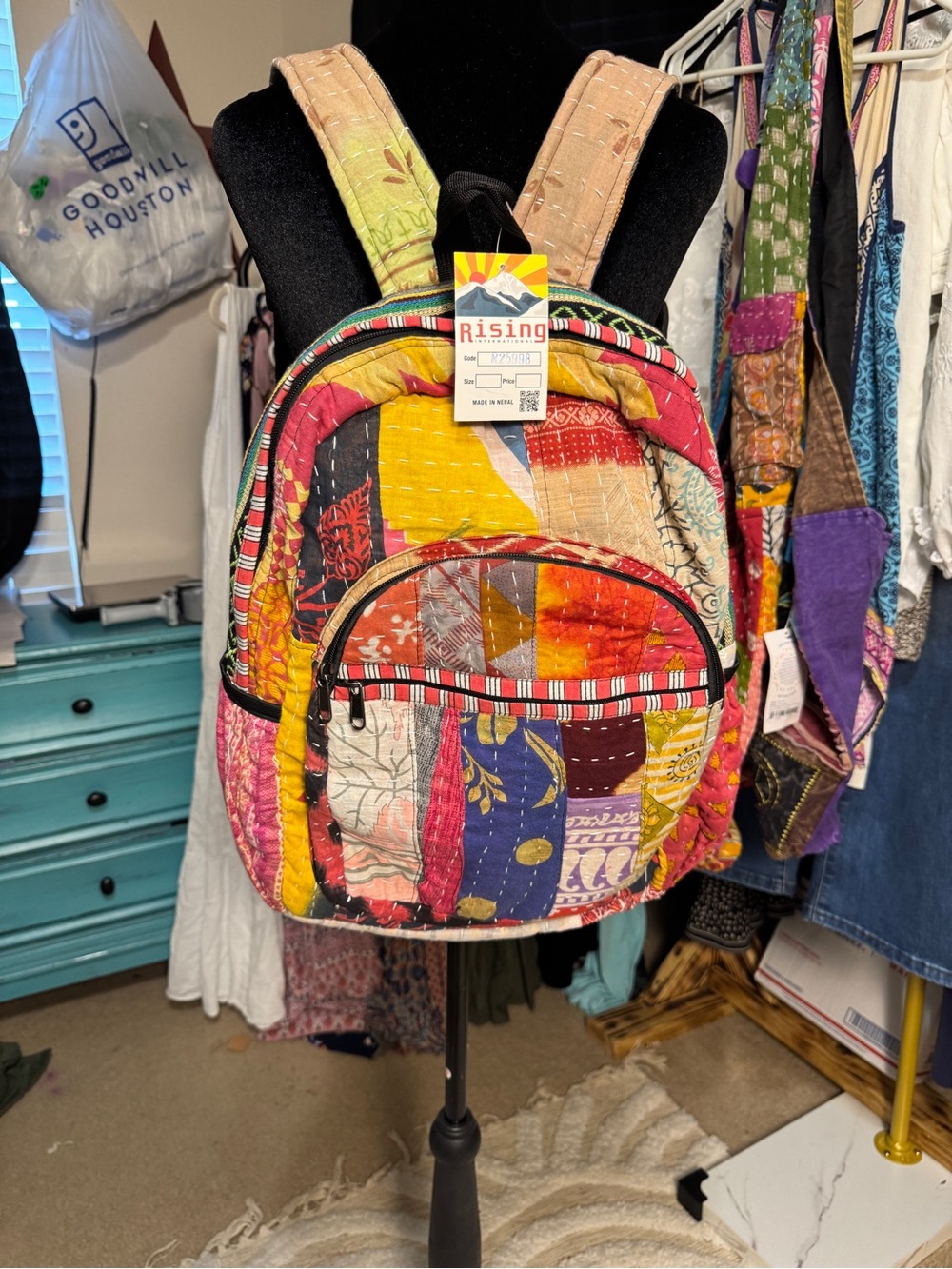 Rising Patchwork Quilted Backpack - Multicolor